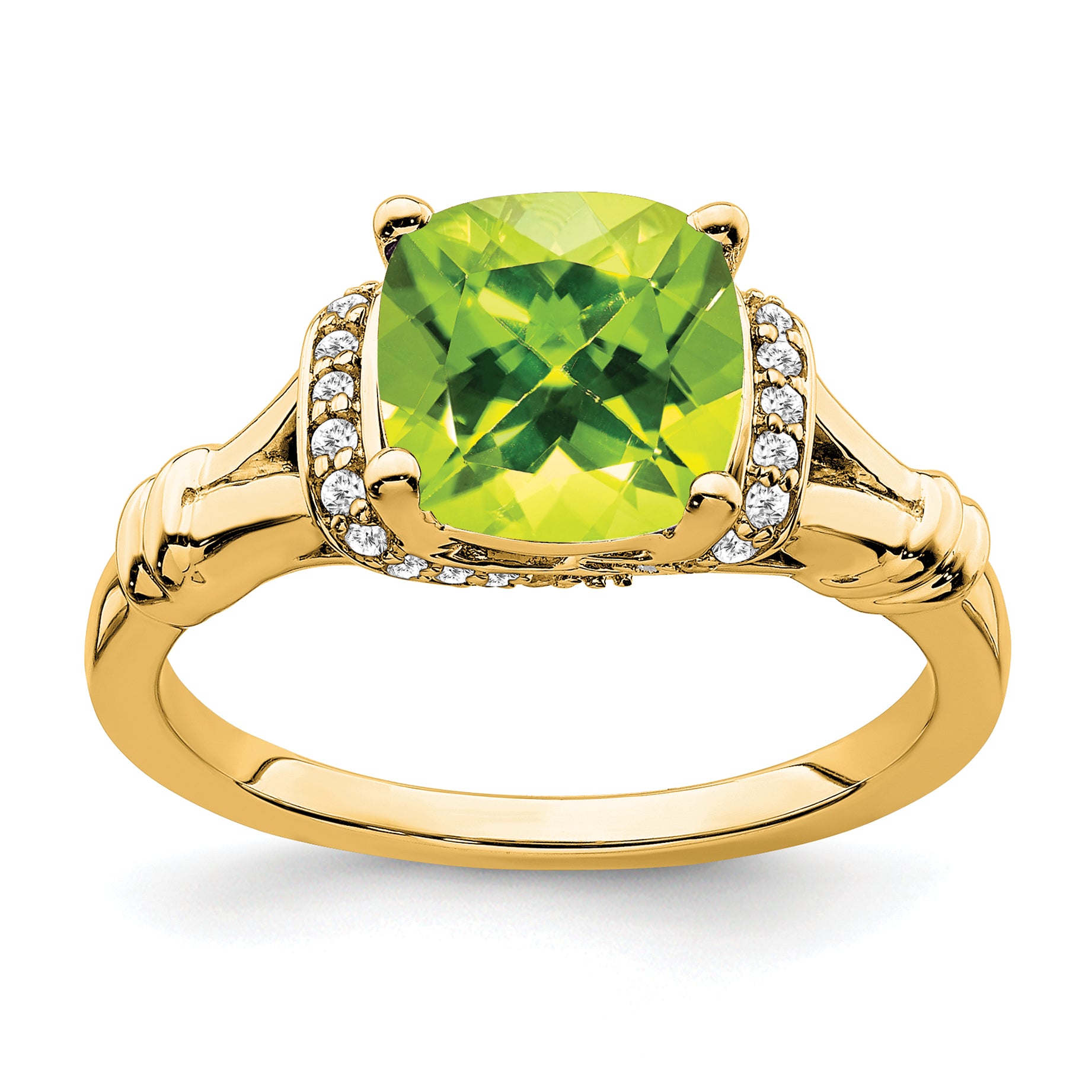 14k Peridot and Diamond Ring