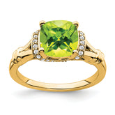 14k Peridot and Diamond Ring