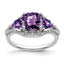 Trillion Cushion Amethyst & Diamond Three-Stone Ring in 10K White Gold (1/15 ct. tw.), Size 7 - Sophia Jewelers