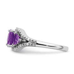 14k White Gold Amethyst and Diamond Ring