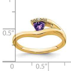 14k Trillion Amethyst and Diamond Ring