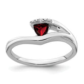 10k White Gold Trillion Garnet and Diamond Ring