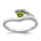 10k White Gold Trillion Peridot and Diamond Ring