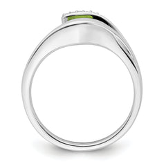 14k White Gold Trillion Peridot and Diamond Ring