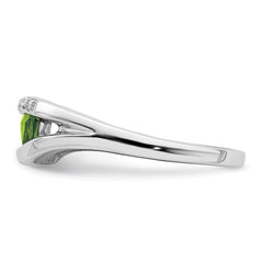 14k White Gold Trillion Peridot and Diamond Ring