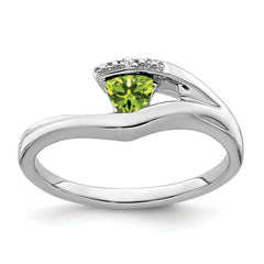 14k White Gold Trillion Peridot and Diamond Ring