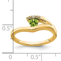 14k Trillion Peridot and Diamond Ring