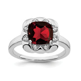 14k White Gold Garnet and Diamond Ring