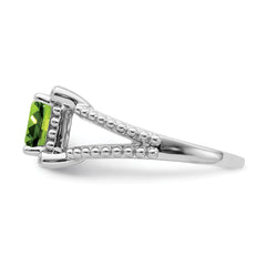 14k White Gold Cushion Peridot and Diamond Ring