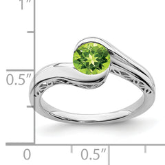 14k White Gold Peridot Bypass Ring