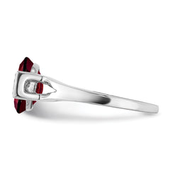 14k White Gold Oval Garnet and Diamond Ring