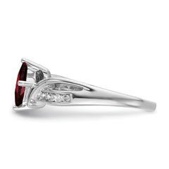 14k White Gold Square Garnet and Diamond Ring