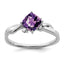 14k White Gold Cushion Amethyst and Diamond Ring