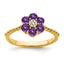Amethyst & Diamond Floral Ring in 14K Yellow Gold (0.03 ct. tw.), Size 7 - Sophia Jewelers