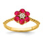 Ruby & Diamond Floral Ring in 14K Yellow Gold (0.03 ct. tw.), Size 7 - Sophia Jewelers