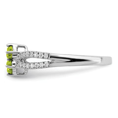 14k White Gold Peridot and Diamond Floral Ring