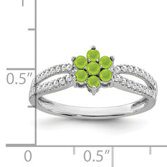 14k White Gold Peridot and Diamond Floral Ring