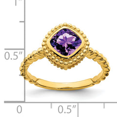 14k Cushion Amethyst Ring