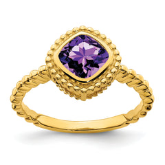 14k Cushion Amethyst Ring