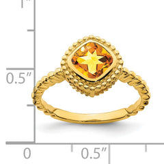 14k Cushion Citrine Ring