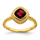 14k Cushion Garnet Ring