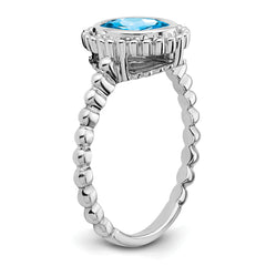 14k White Gold Oval Blue Topaz Ring