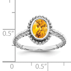 14k White Gold Oval Citrine Ring