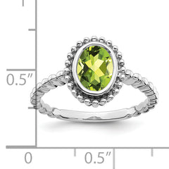 14k White Gold Oval Peridot Ring