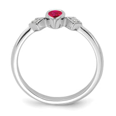14k White Gold Pear Bezel Ruby and Diamond Ring