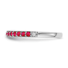 14k White Gold Ruby and Diamond Band