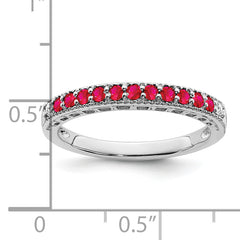 14k White Gold Ruby and Diamond Band