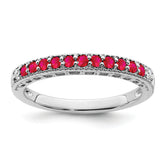 14k White Gold Ruby and Diamond Band