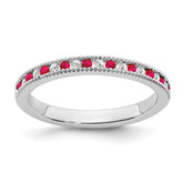 14k White Gold Ruby and Diamond Band