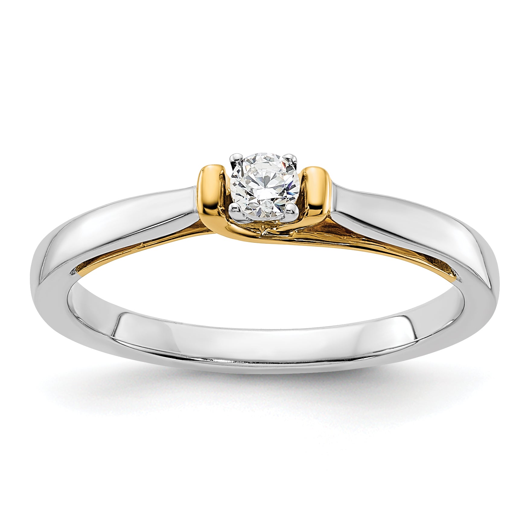 14k Two-tone 1/8 carat Lab Grown Diamond VS/SI+ G+ Complete Petite Engagement Ring