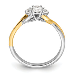 14k Two-tone 1/3 carat Lab Grown Diamond VS/SI+ G+ Complete Petite Engagement Ring