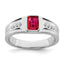 Created Ruby & Diamond Ring in 14K White Gold (1/10 ct. tw.), Size 10 - Sophia Jewelers