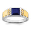 14k Two-tone Created Sapphire and Diamond Mens Ring
