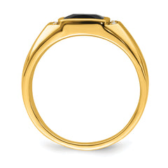 14k Onyx and Diamond Mens Ring