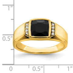 14k Onyx and Diamond Mens Ring