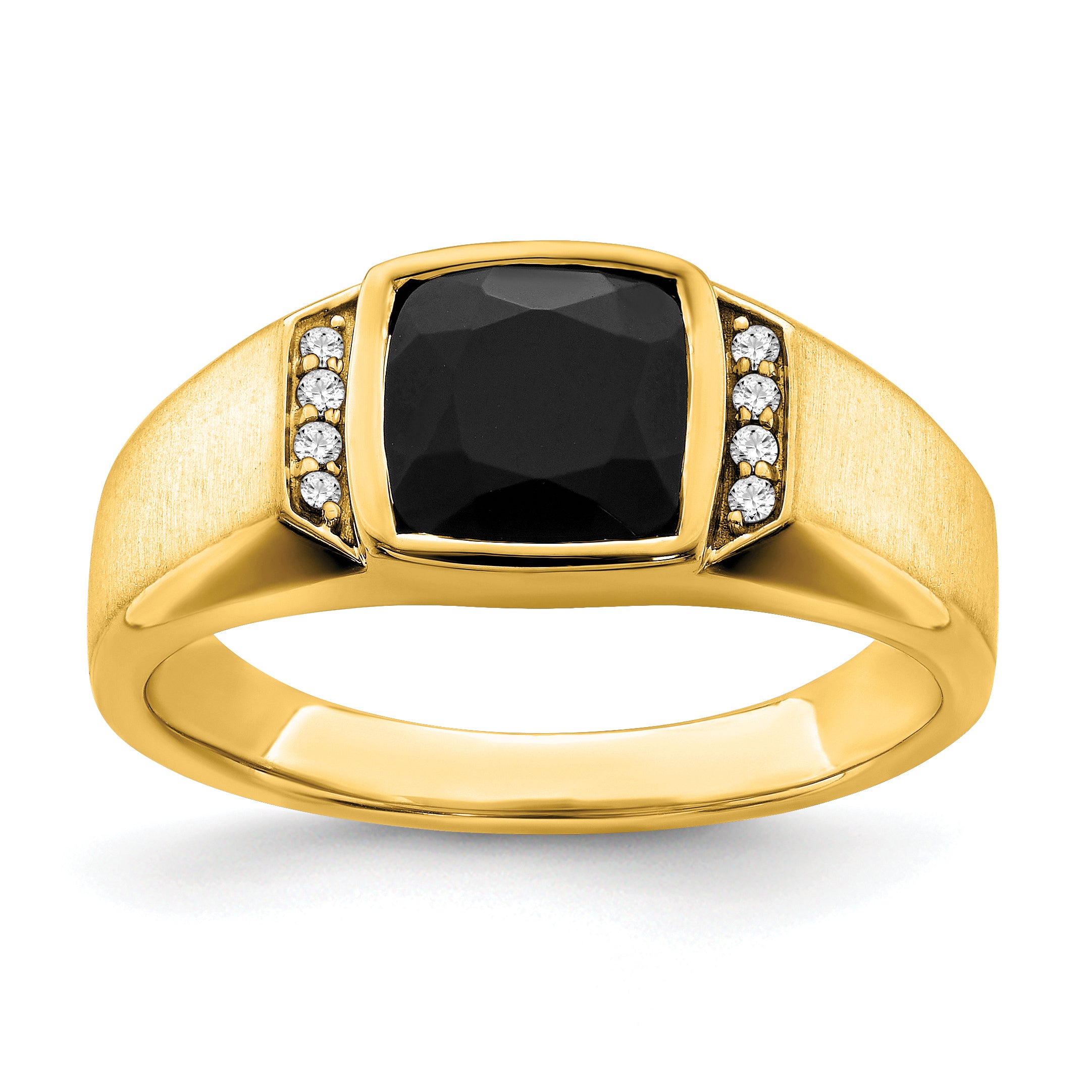 14k Onyx and Diamond Mens Ring