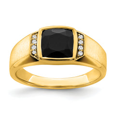 14k Onyx and Diamond Mens Ring