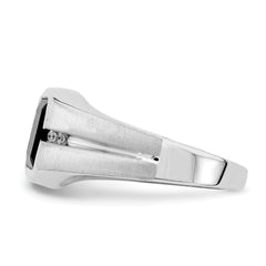 14k White Gold Onyx and Diamond Mens Ring