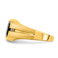 14k Onyx and Diamond Mens Ring