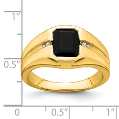 14k Onyx and Diamond Mens Ring