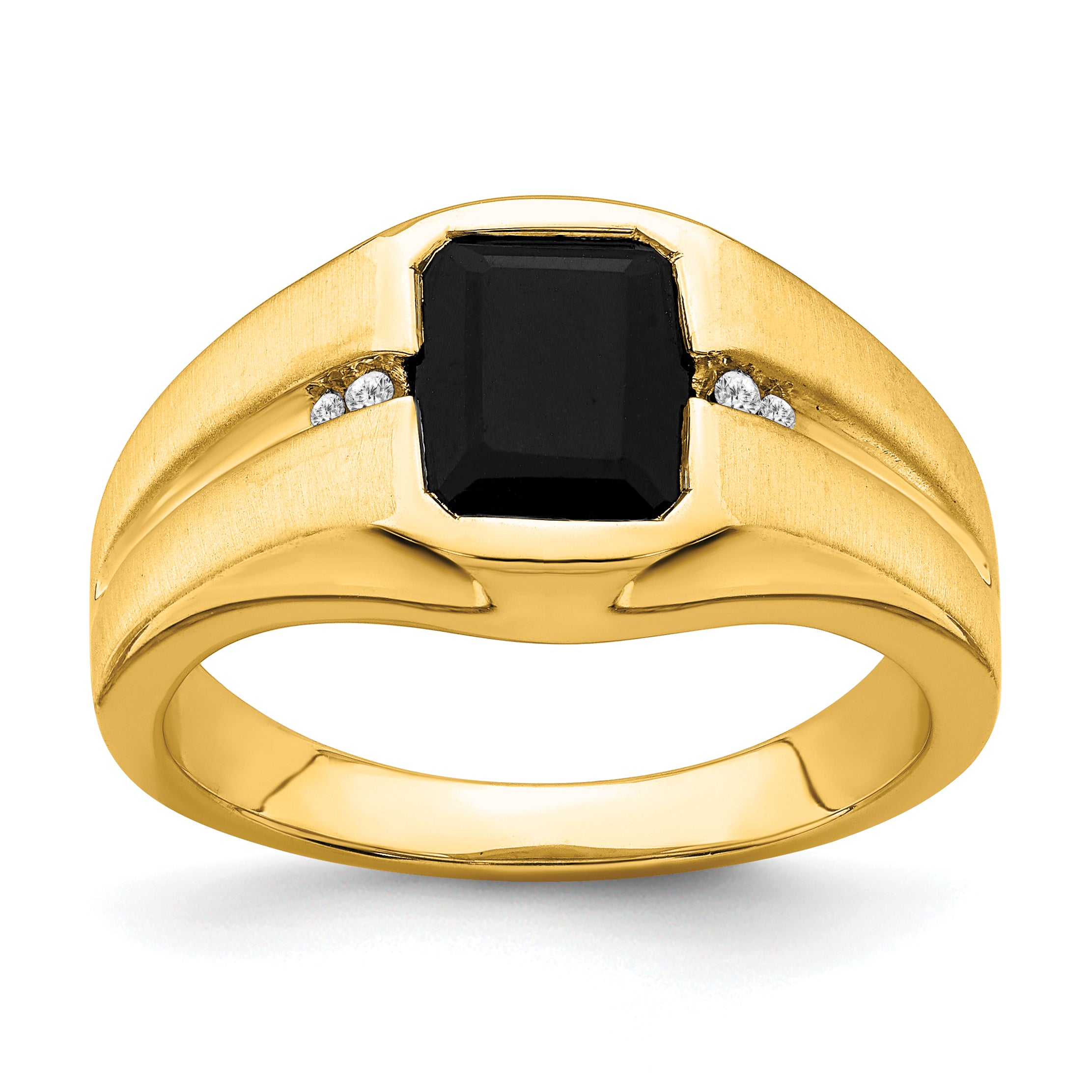 14k Onyx and Diamond Mens Ring