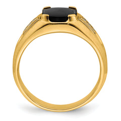14k Onyx and Diamond Mens Ring