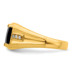 14k Onyx and Diamond Mens Ring