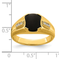 14k Onyx and Diamond Mens Ring