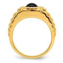 14k Onyx and Diamond Mens Ring