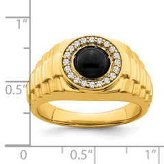 14k Onyx and Diamond Mens Ring